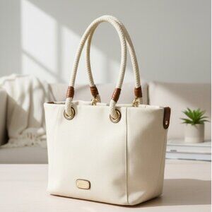 Michael Kors Canvas Tote Extra Large Beach Bag Rope Handles Purse Shoulder Bag